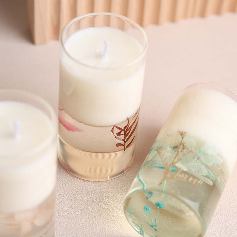 Gifts Natural Essential Oil Aromatherapy Scented Candles Daroma Jar Jelly Candle With Organic Dried Flower