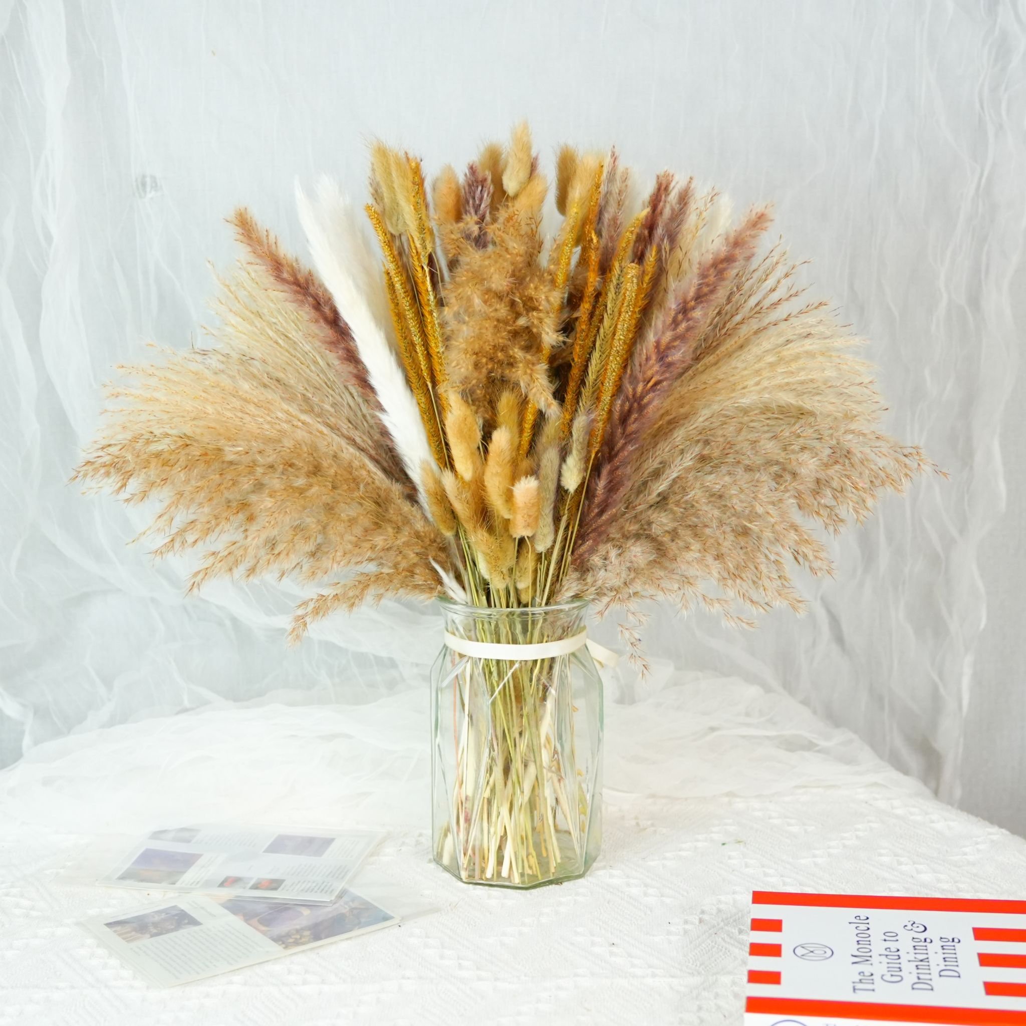 Wholesale Dried Pampas Grass Bouquet Rabbit Tail Natural Bouquet Fluffy Khaki Dried Flower Bouquet Pampas