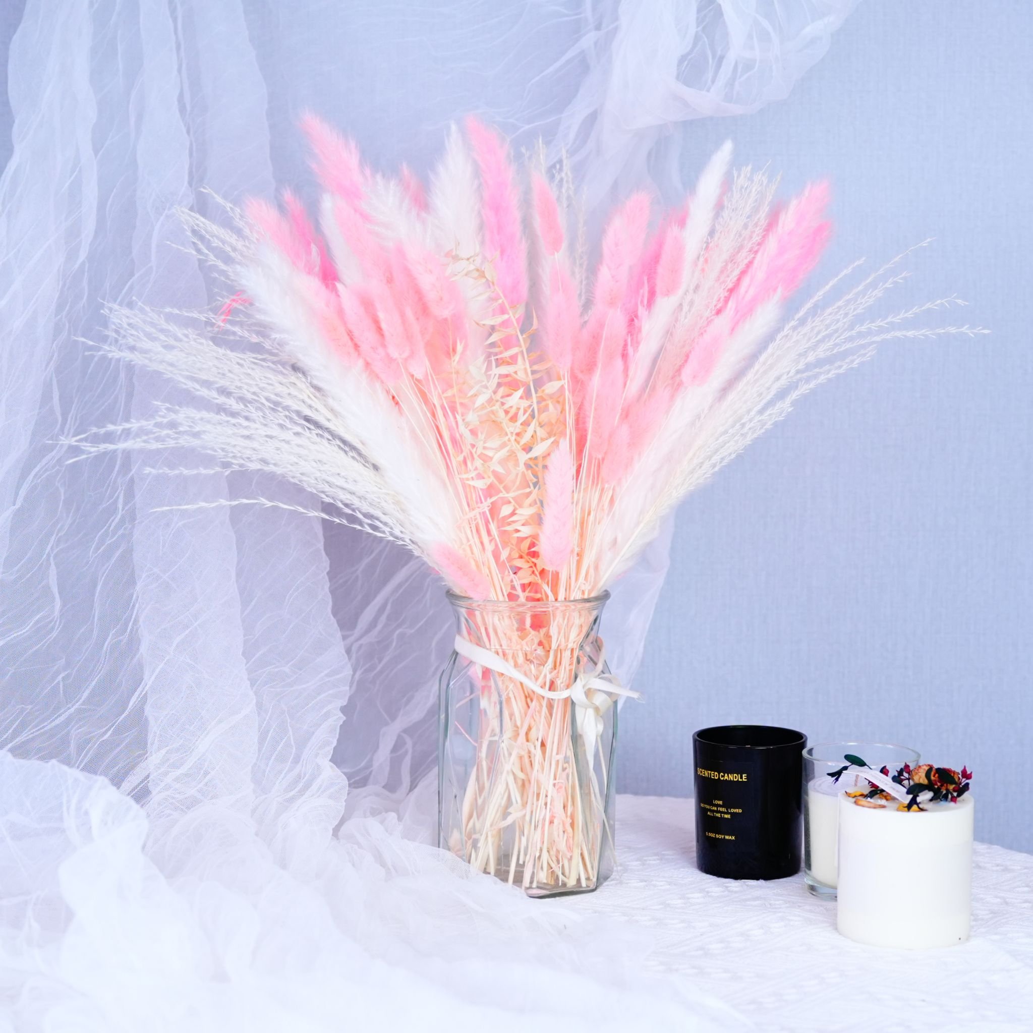 Wholesale Dried Pampas Grass Bouquet Rabbit Tail Natural Bouquet Fluffy Khaki Dried Flower Bouquet Pampas