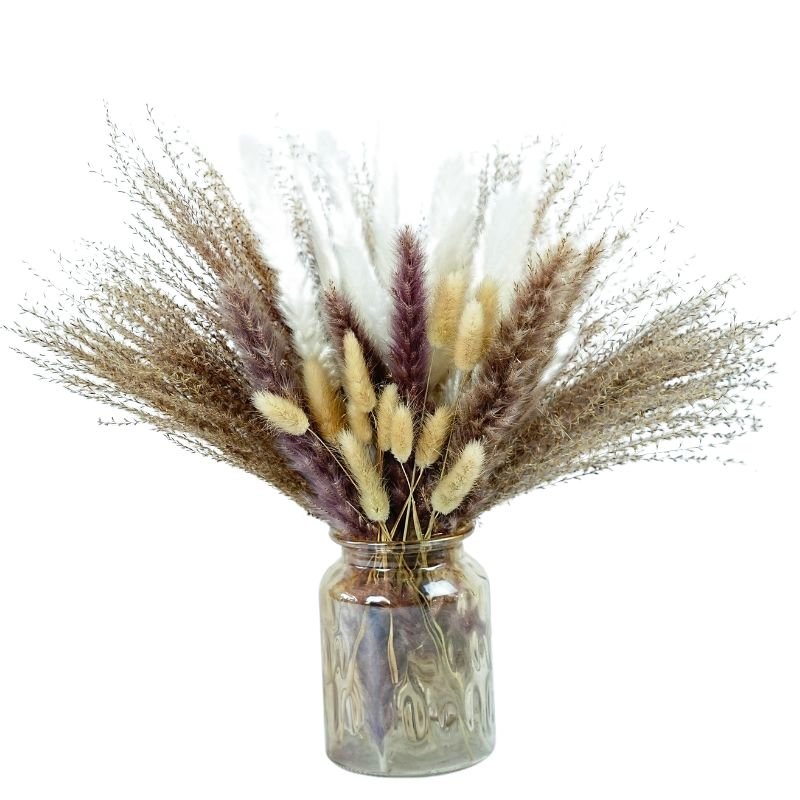 Wholesale Dried Pampas Grass Bouquet Rabbit Tail Natural Bouquet Fluffy Khaki Dried Flower Bouquet Pampas