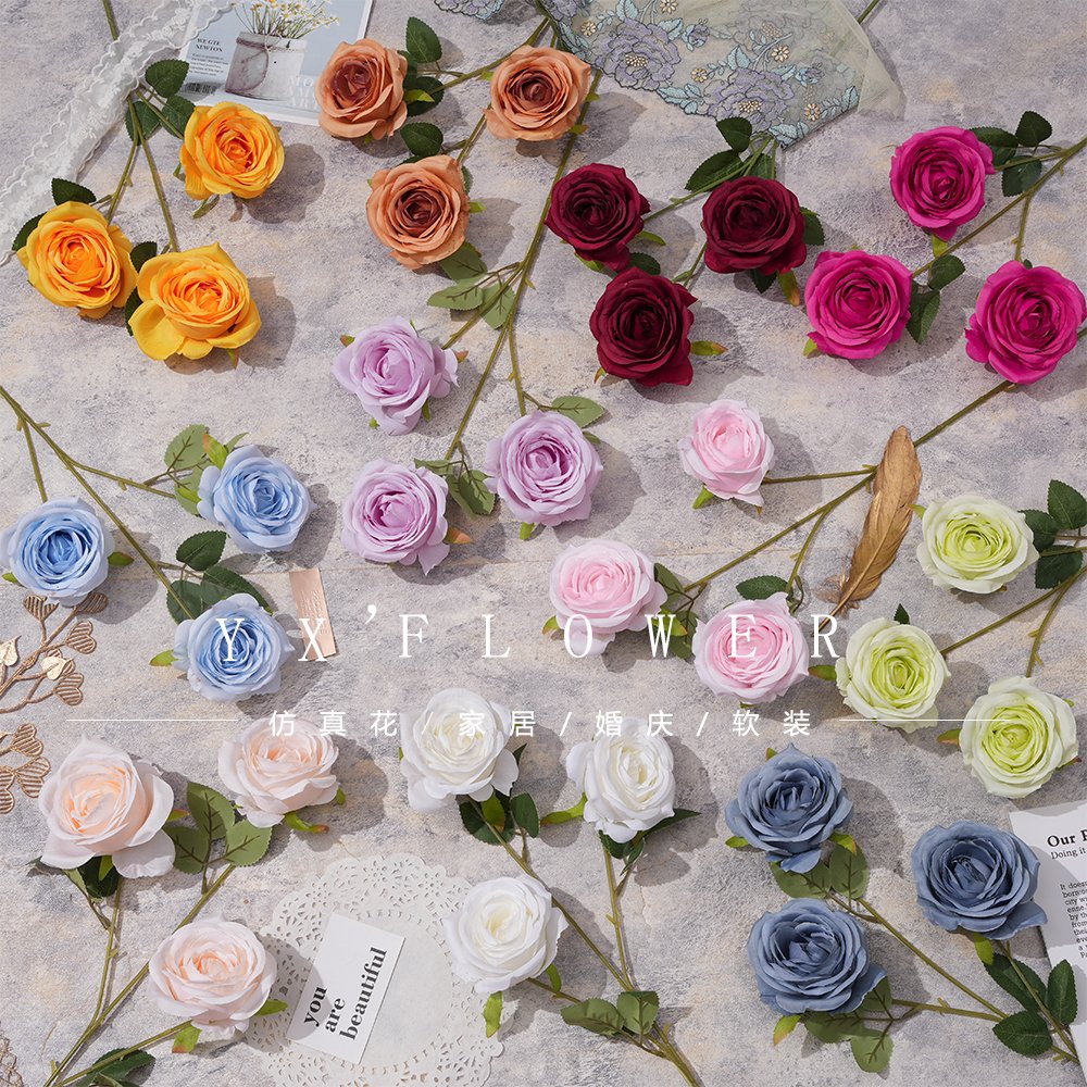 Ingenuity New 3 Rose Artificial Flowers Retro Wedding Flower Decoration Home Decoration Artificial Rose Home Decoration