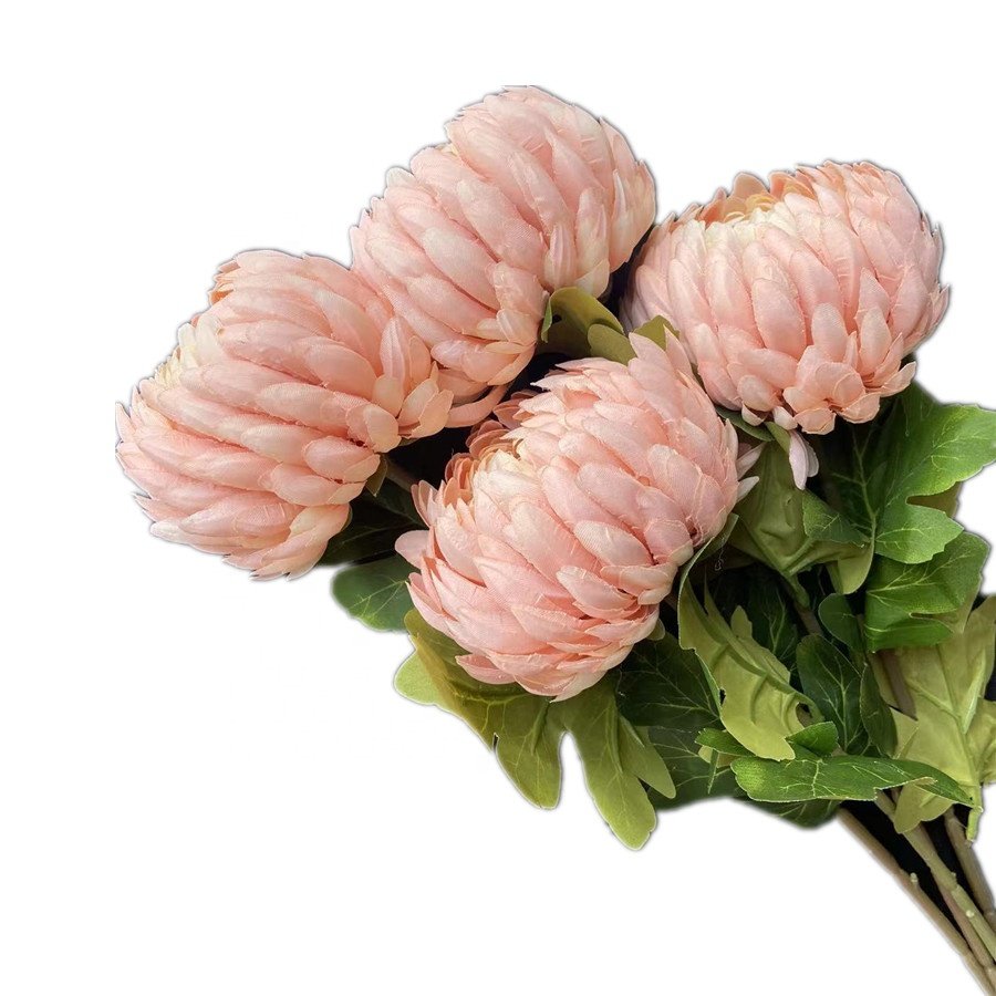 Artificial Pineapple Chrysanthemum Flower Simulation Silk Chrysanthemum Branch 14cm big Flower Head for Home Floral Decoration