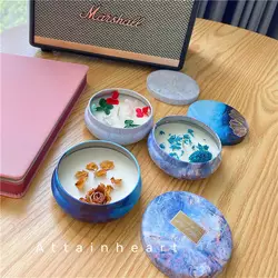 Large Tin Can Scented Dried Flower Candles Can Be Customized As A Set Gift Box Ethnic Style Candle