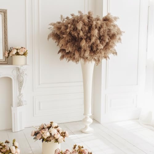 Tall Fluffy Pampas Grass 10 pcs Brown Tall Vase Dried Flower Decoration Wedding Floral Bohemian Decor Dried Flower Plant