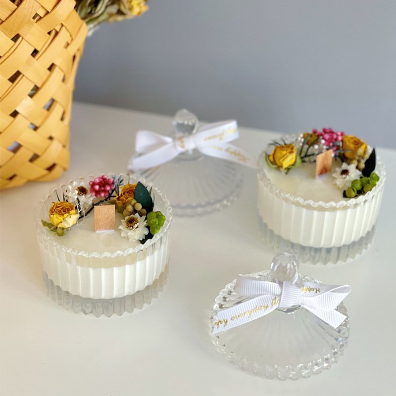 Luxury Scented Home Decor Candle Jars Unique Design Transparent Glass Jar with Soy Wax Content
