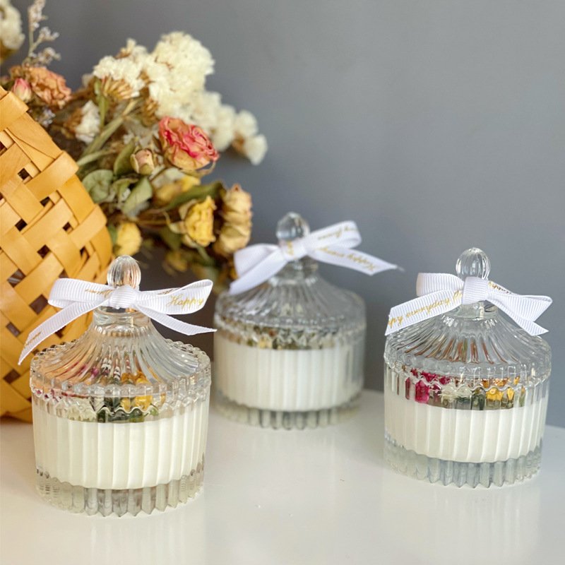 Luxury Scented Home Decor Candle Jars Unique Design Transparent Glass Jar with Soy Wax Content