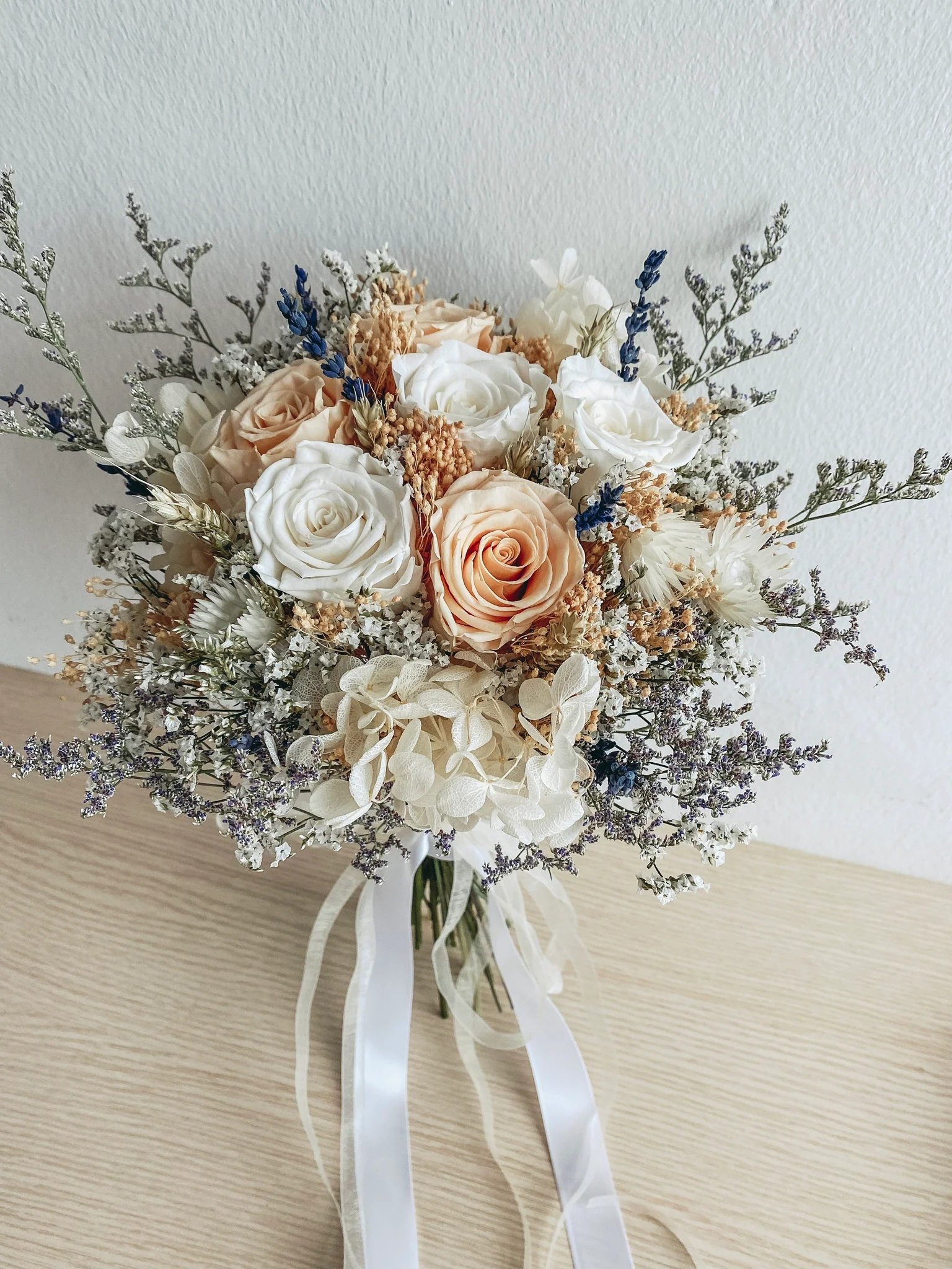 Soft Color Preserved Rose Bouquet Flowers Round Wedding Bridal Flower Bouquet