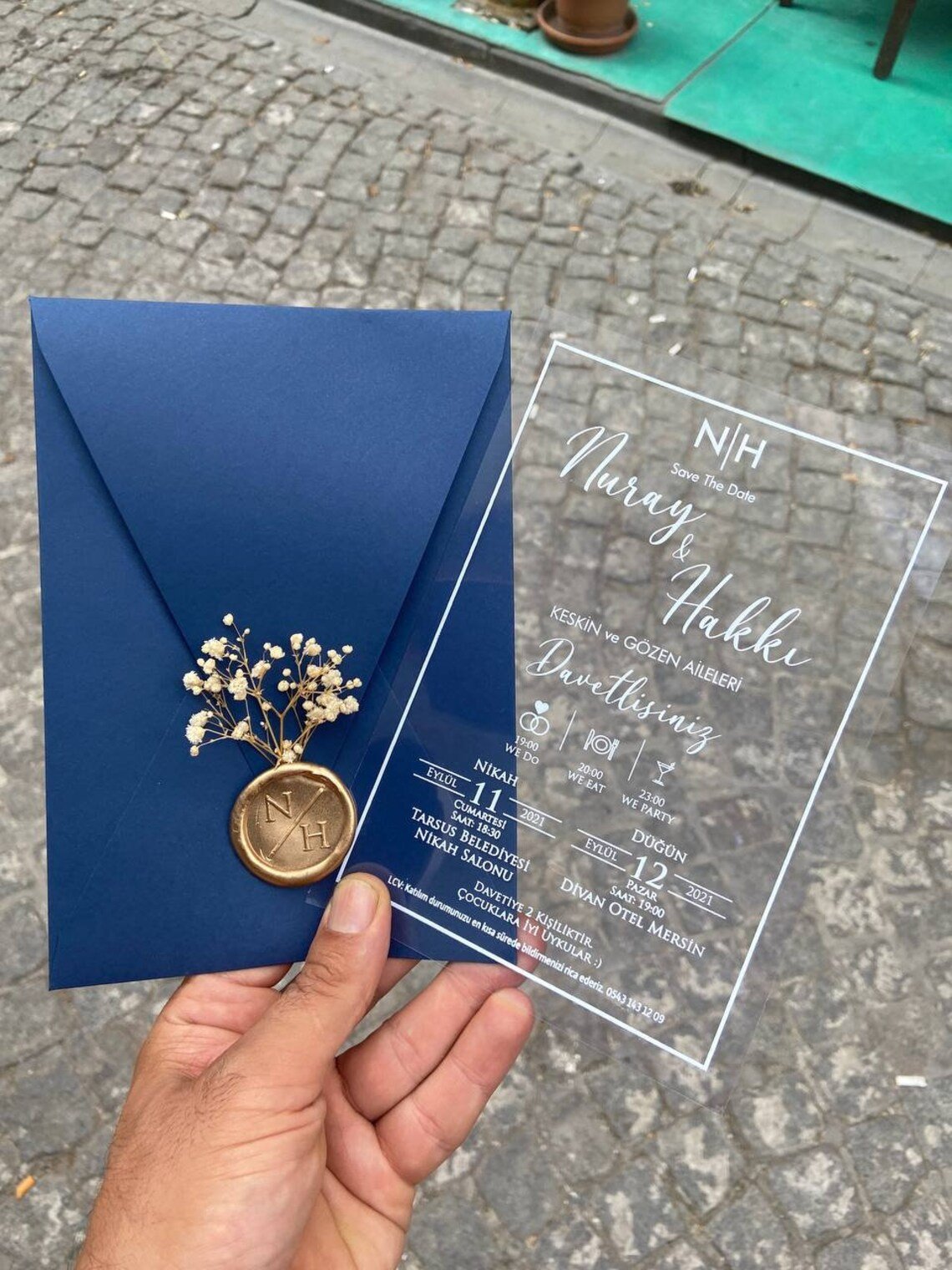 Champagne Elegant Gold Foil Acrylic Wedding Invitation With Envelope Foil-Stamped Luxury Wedding Invite Card