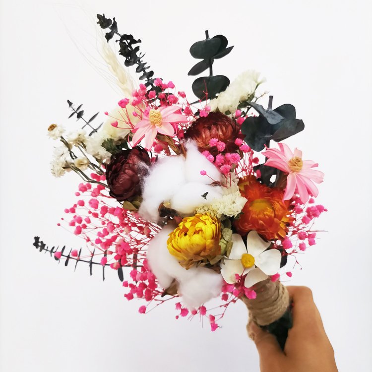 Flower Arrangement flower bouquet preserved eternal eucalyptus leaves Handmade cotton Dried Baby's breath as decoration