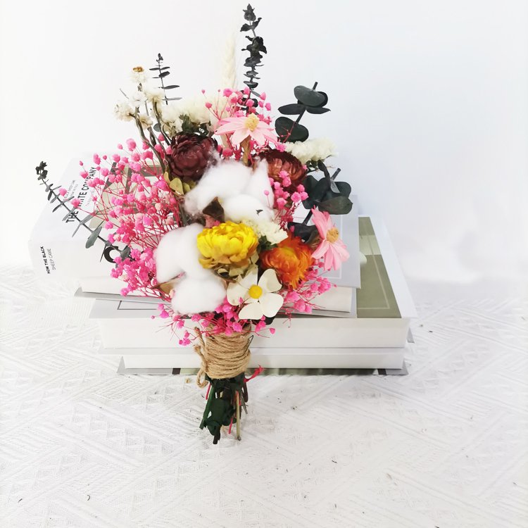 Flower Arrangement flower bouquet preserved eternal eucalyptus leaves Handmade cotton Dried Baby's breath as decoration
