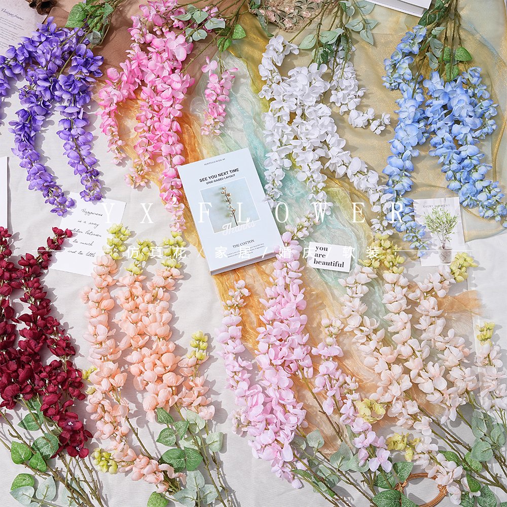 Abler simulation wisteria flower wedding wedding ceiling flower material hotel hall wall hanging space decoration atmosphere