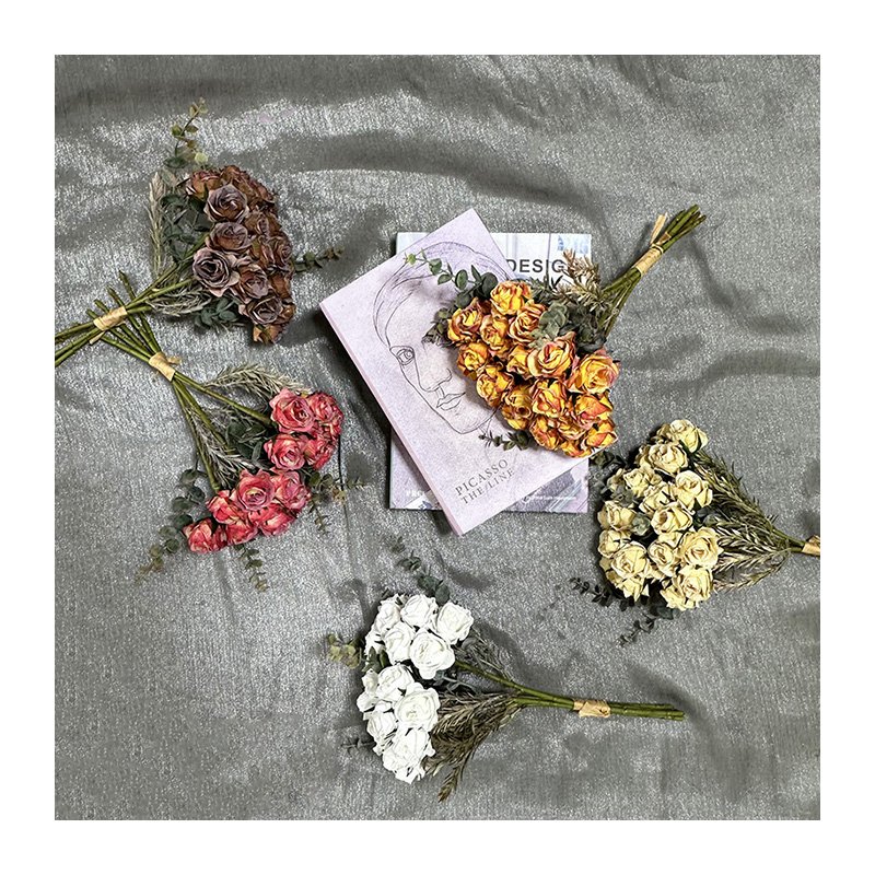 High Artificial Dried Flowers Beautiful Autumn Series Popular Hand-Bundled Roasted Edges 20 Flowers 2 Buds Christmas Photo