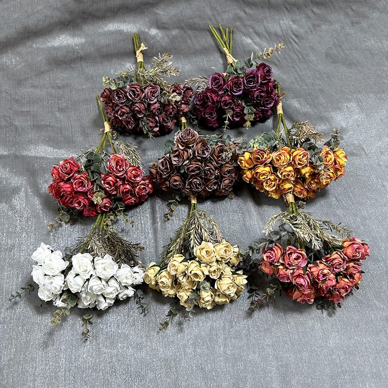 High Artificial Dried Flowers Beautiful Autumn Series Popular Hand-Bundled Roasted Edges 20 Flowers 2 Buds Christmas Photo