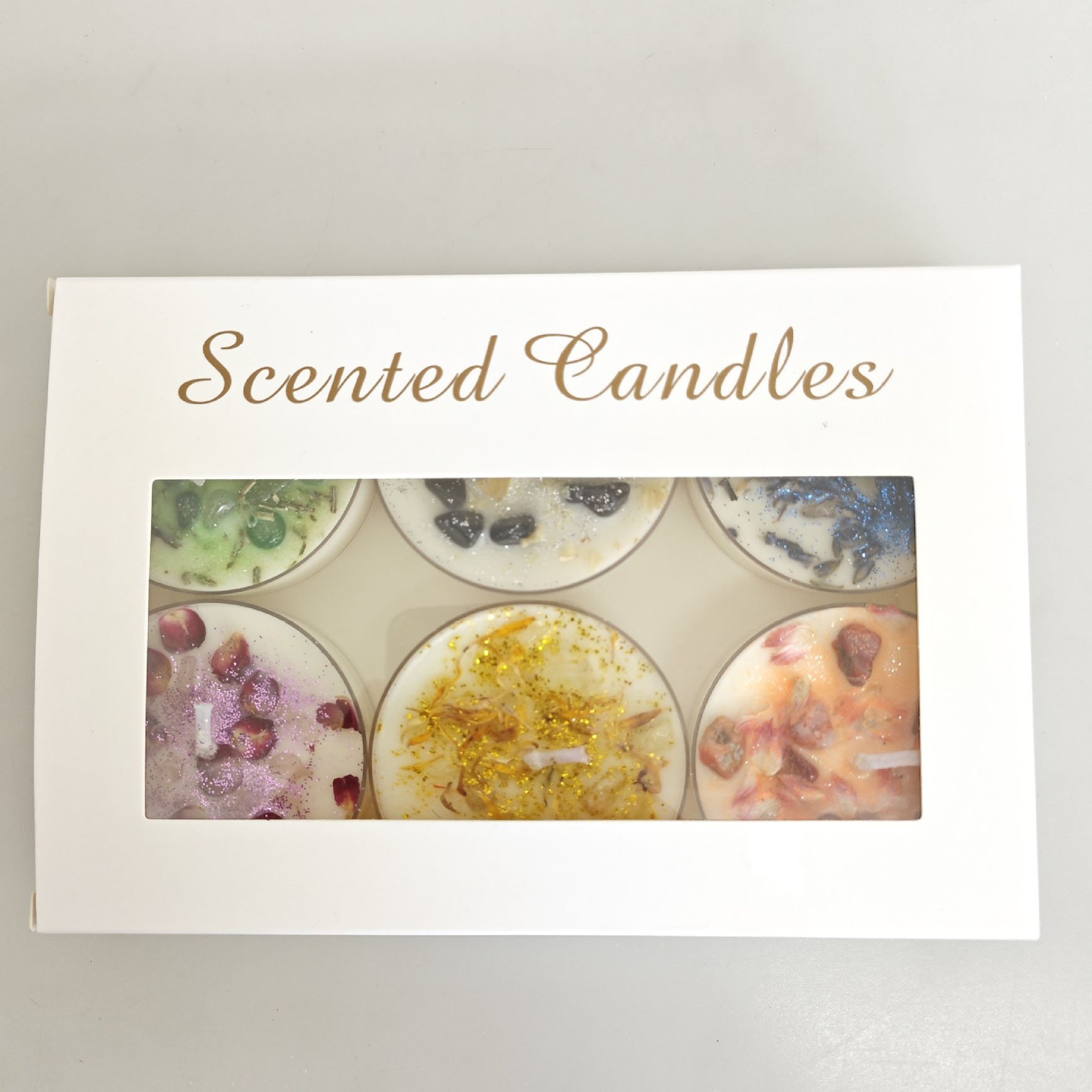 Scented candle set tea wax dried flower spar soy wax gift box set color sequins cross-border gift set