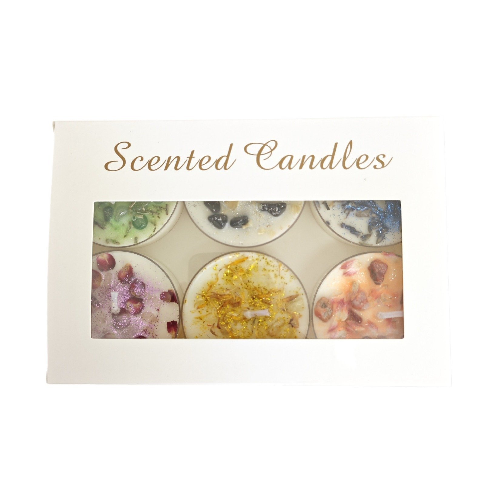 Scented candle set tea wax dried flower spar soy wax gift box set color sequins cross-border gift set