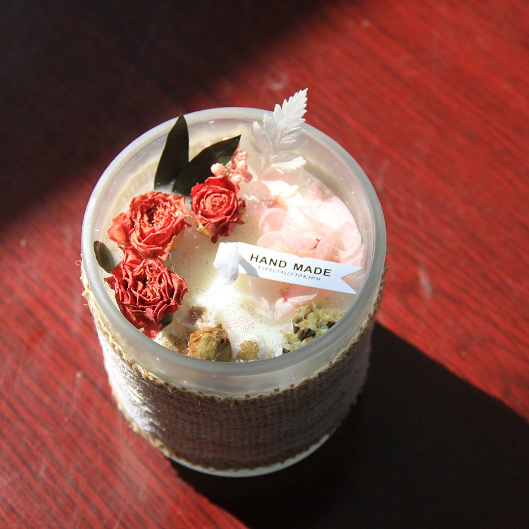 Wholesale luxury rose glass dried flowers scented candles for wedding gifts Women's Day gift