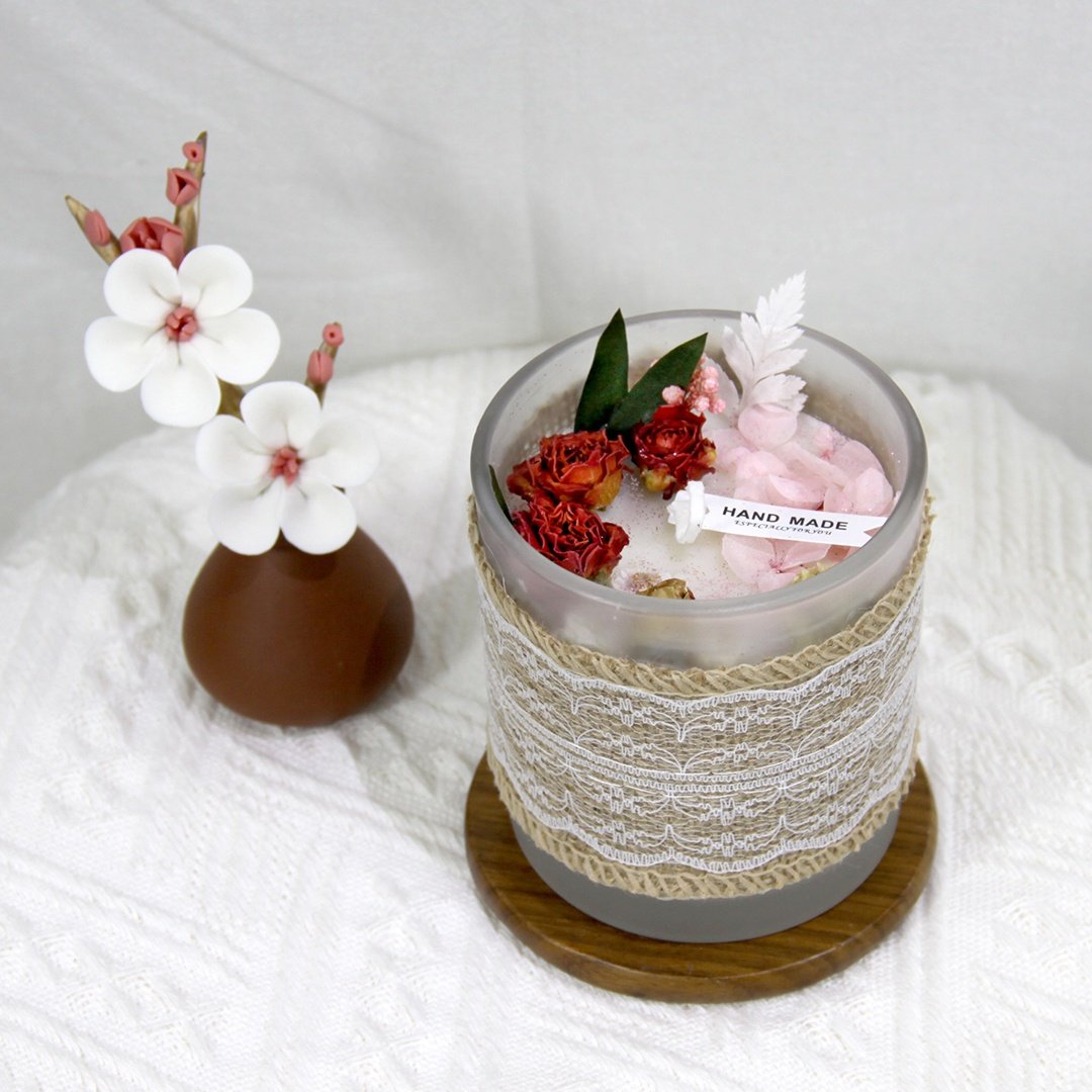 Wholesale luxury rose glass dried flowers scented candles for wedding gifts Women's Day gift