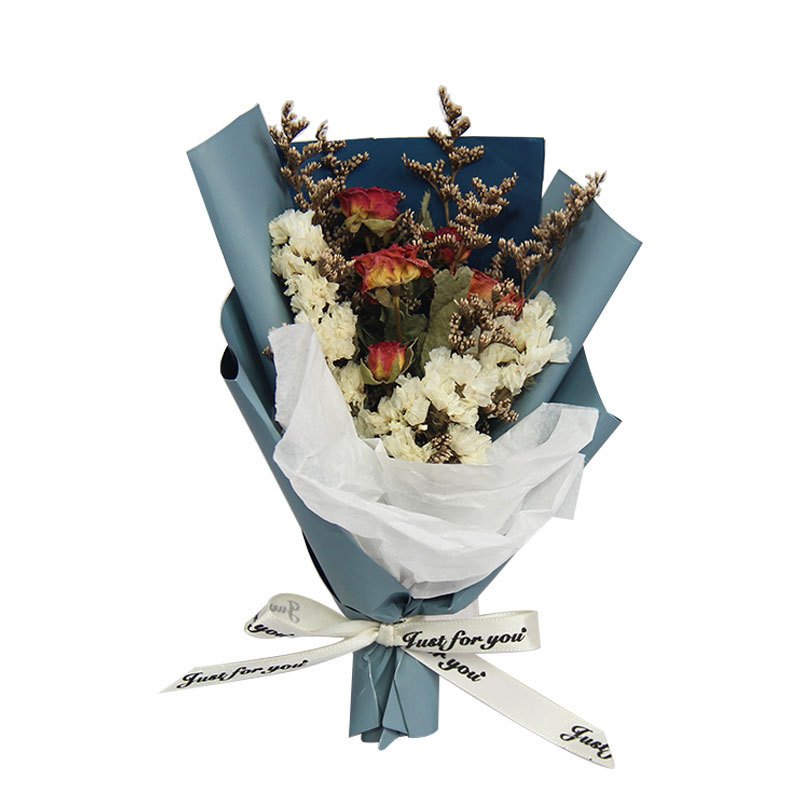 TC Wholesale Mini Kraft Wrapping Dried Flowers Roses Bouquet Props For Photos With Gift Box Home Wedding Decor Small Bouquet
