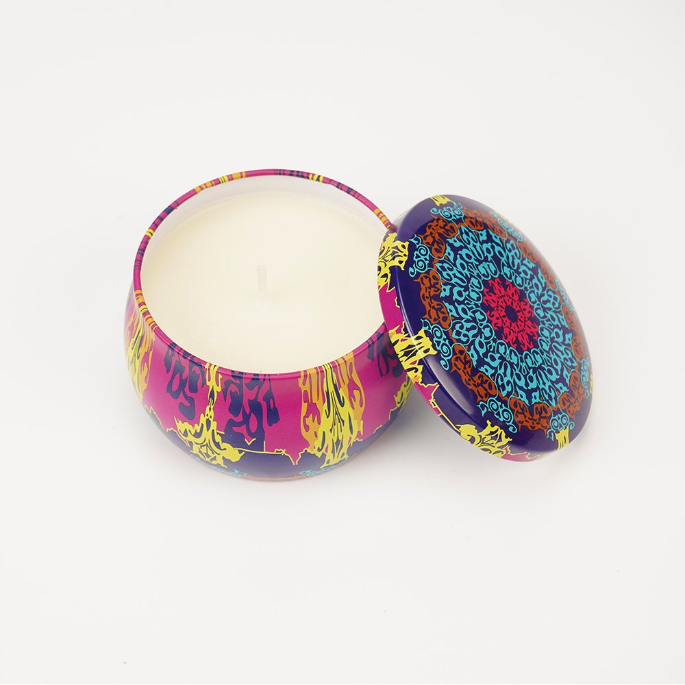 Hot Sale Private Label Essential Oil Natural Soy Wax 4pcs Set Metal Aroma Tins Jar Candle Gift Set