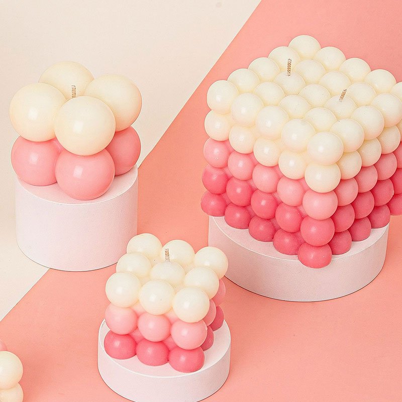 OEM Best selling custom round shape mix colors wax big mold bubble 2 wick New Home Creative Decoration scented candle Art candle
