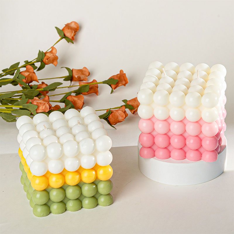 OEM Best selling custom round shape mix colors wax big mold bubble 2 wick New Home Creative Decoration scented candle Art candle