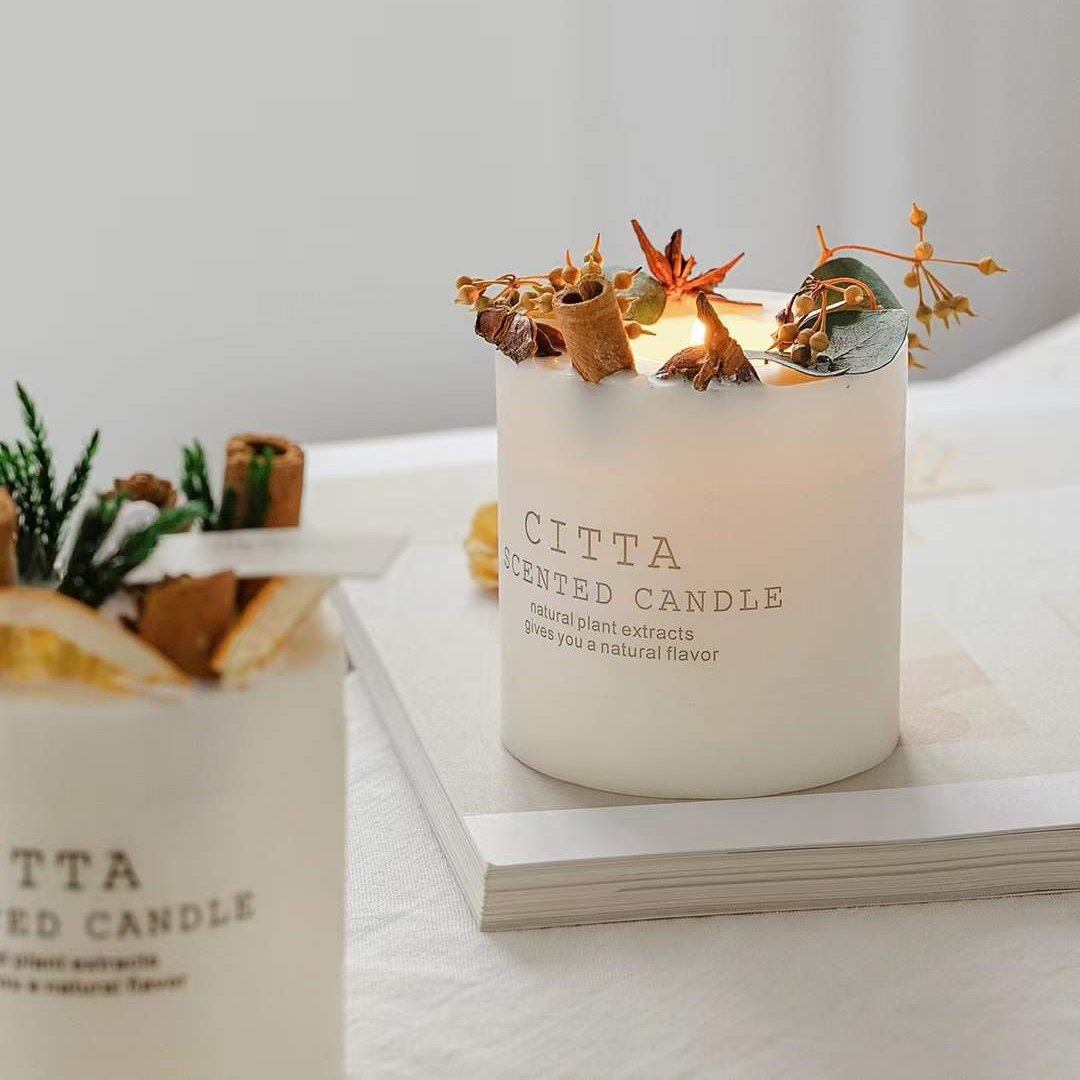 Wholesale soy wax custom fragrance private label aroma therapy dry flower wedding favors gifts guest scented candles