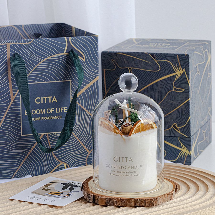 Wholesale soy wax custom fragrance private label aroma therapy dry flower wedding favors gifts guest scented candles