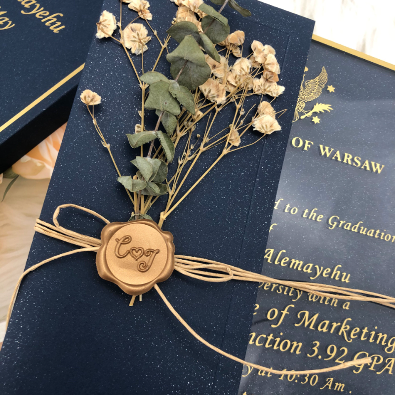 Nicro Creative Box Gold Stamping Decoration folding Weddings Cards Creative Transparent Acrylic Invitation Card