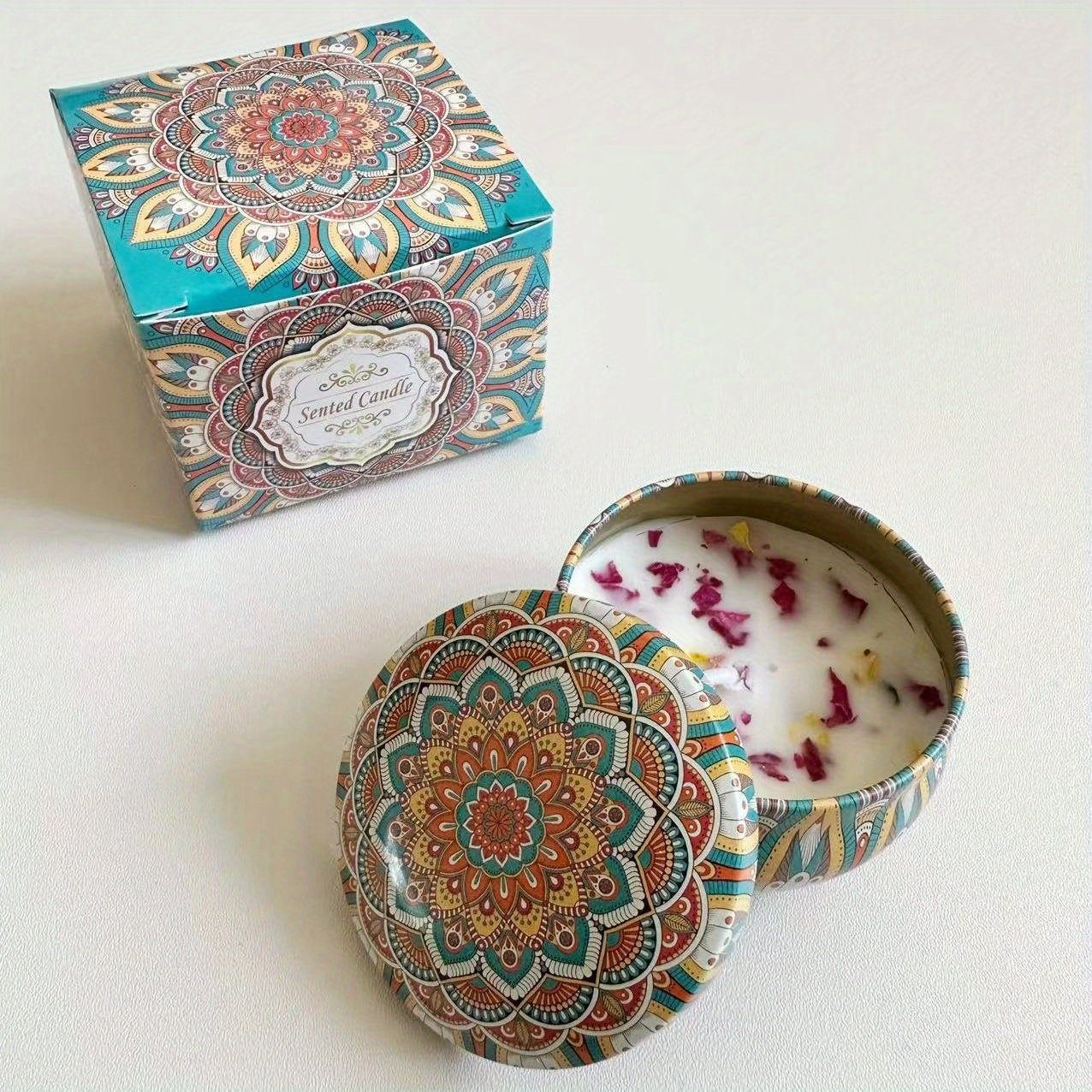 Wholesale Tin Candle Gift Set Aroma Spa Tin Jar Soy Wax Aromatherapy Scented Travel Candle 4 Pack with Dried Flower for Decora
