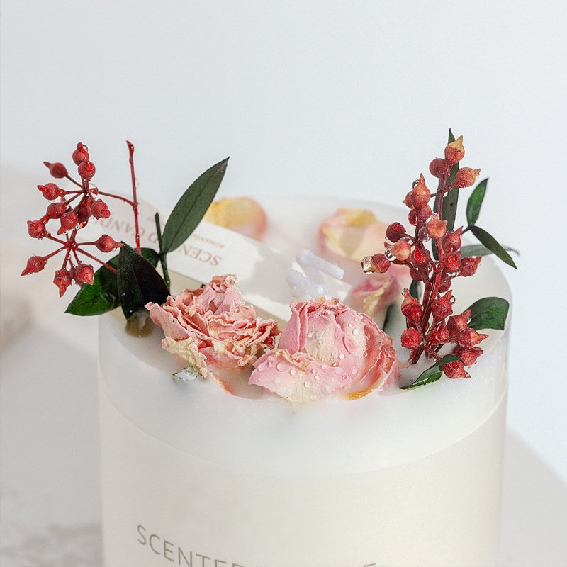 Luxury Preserved Flower Decoration Flower Scented Bougie Soy Wax Candles Smoke Free With Base And Gift Box Exquisite Gifts