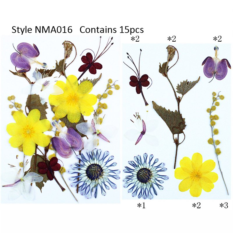 Mixed Colorful DIY Real Dried Pressed Flowers Leaves Petals for Resin Art Floral Decors Nail Pendant Crafts