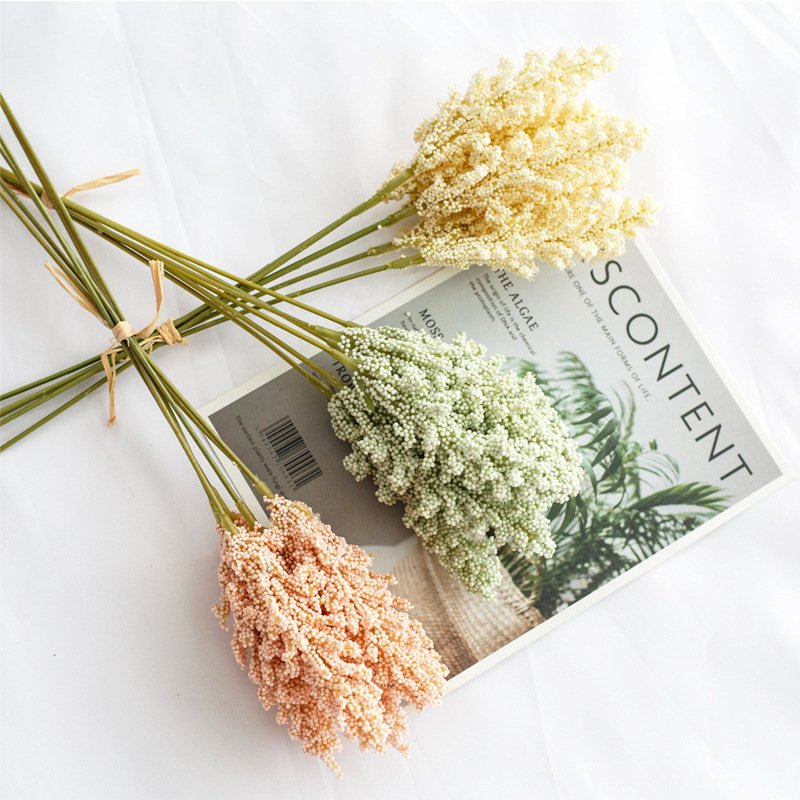 6pcs Artificial Cream Wheat Ears Harvest Simulated Wheat Ear Bouquet for Wedding Home Garden plant flower arrangement Decoration