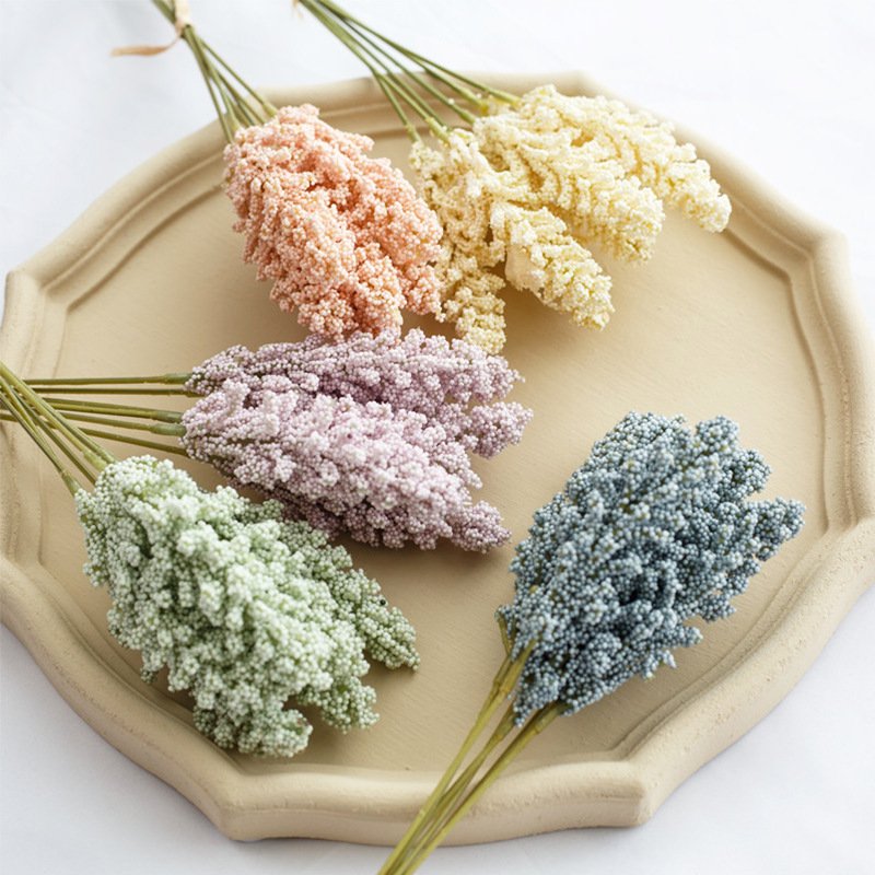 6pcs Artificial Cream Wheat Ears Harvest Simulated Wheat Ear Bouquet for Wedding Home Garden plant flower arrangement Decoration