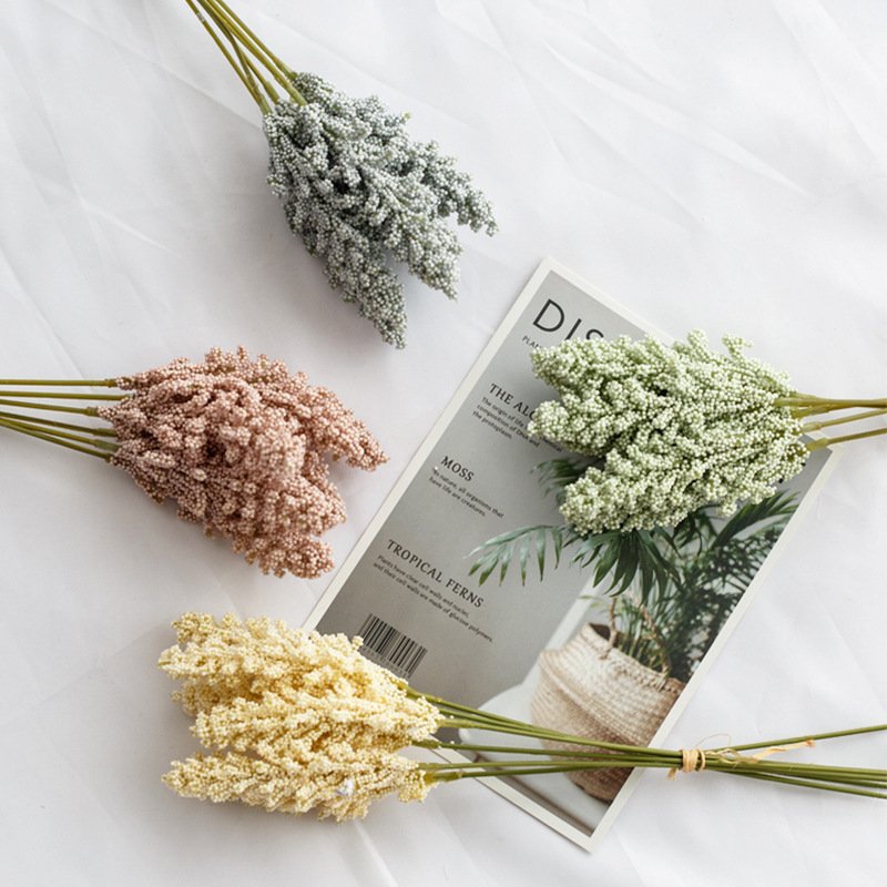 6pcs Artificial Cream Wheat Ears Harvest Simulated Wheat Ear Bouquet for Wedding Home Garden plant flower arrangement Decoration