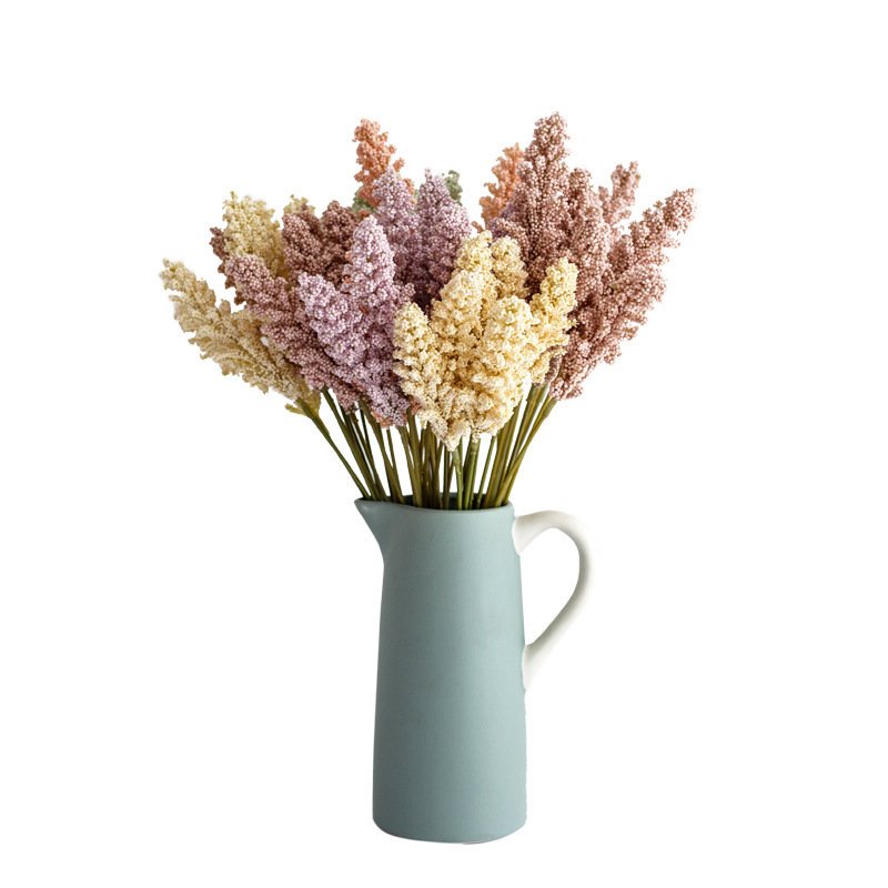 6pcs Artificial Cream Wheat Ears Harvest Simulated Wheat Ear Bouquet for Wedding Home Garden plant flower arrangement Decoration