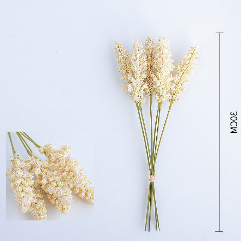 6pcs Artificial Cream Wheat Ears Harvest Simulated Wheat Ear Bouquet for Wedding Home Garden plant flower arrangement Decoration