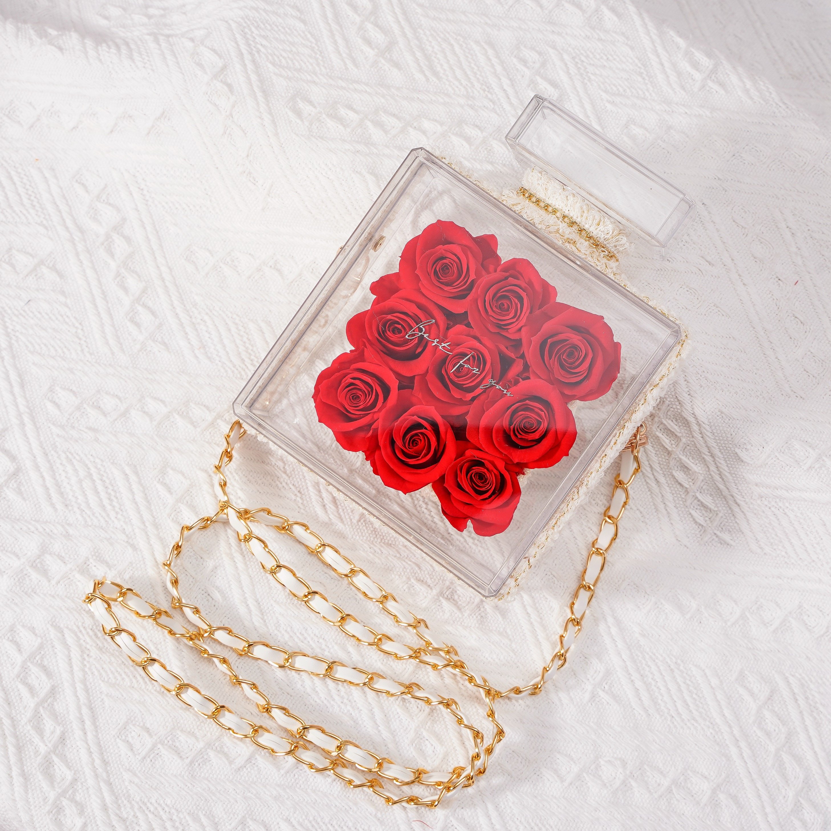 Home Decoration Creative Ornaments Mother Day Gift Eternal Flower 9 roses style Perfume Bottle Preserved Roses in Acrylic Box