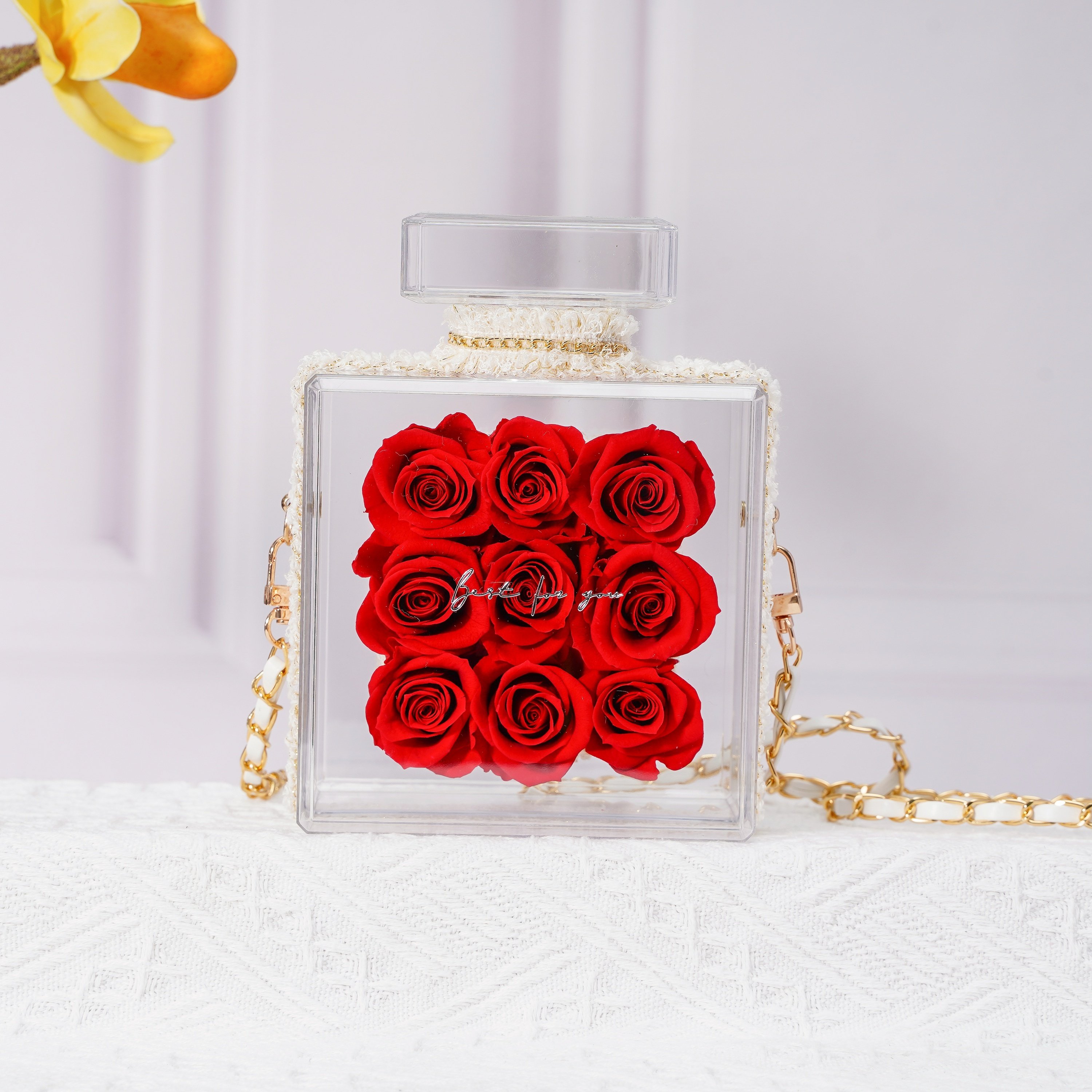 Home Decoration Creative Ornaments Mother Day Gift Eternal Flower 9 roses style Perfume Bottle Preserved Roses in Acrylic Box