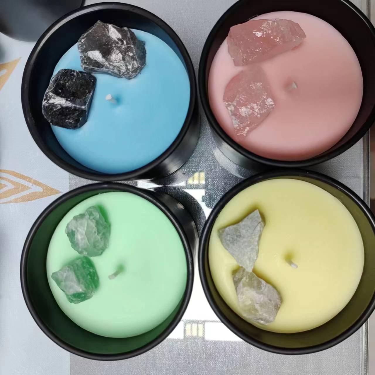 Low OEM crystal dry flower custom private label gift box soy wax message scented candles