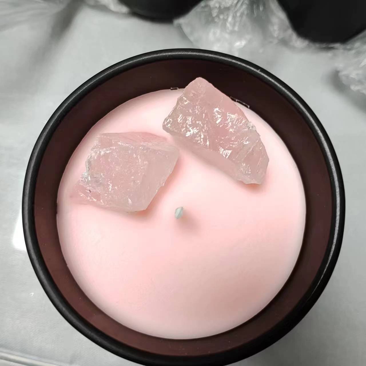 Low OEM crystal dry flower custom private label gift box soy wax message scented candles