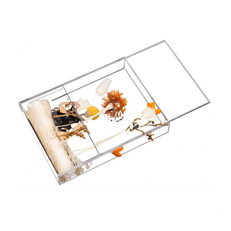 High quality lasting DIY Dried rose plant bedroom sliding decorate acrylic flower box