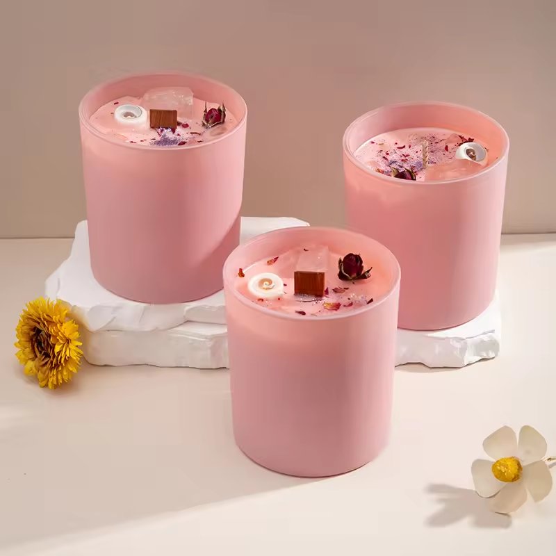 Autumn Fragrance Aromatherapy Pink Dried Flower Crystal Stone Scented Soy Wax Candles Customized Scented Candles