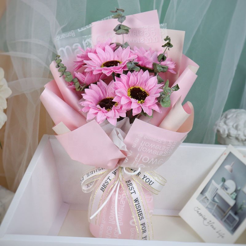 Wholesale Eternal Sunflower Soap Flower Christmas Day Bouquet Gift Box Everlasting Creative Floral Gifts