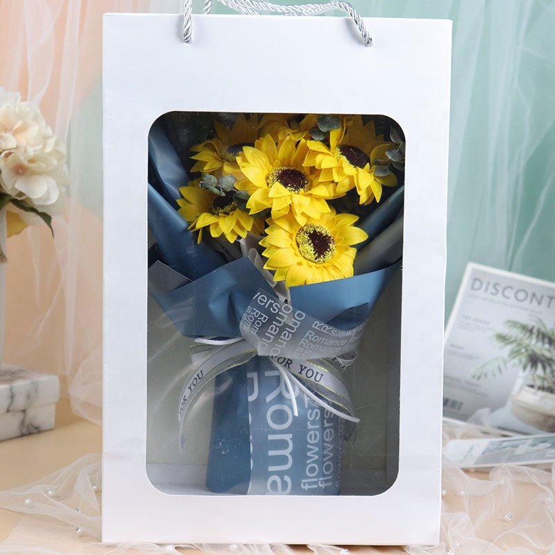 Wholesale Eternal Sunflower Soap Flower Christmas Day Bouquet Gift Box Everlasting Creative Floral Gifts