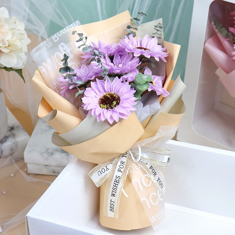 Wholesale Eternal Sunflower Soap Flower Christmas Day Bouquet Gift Box Everlasting Creative Floral Gifts