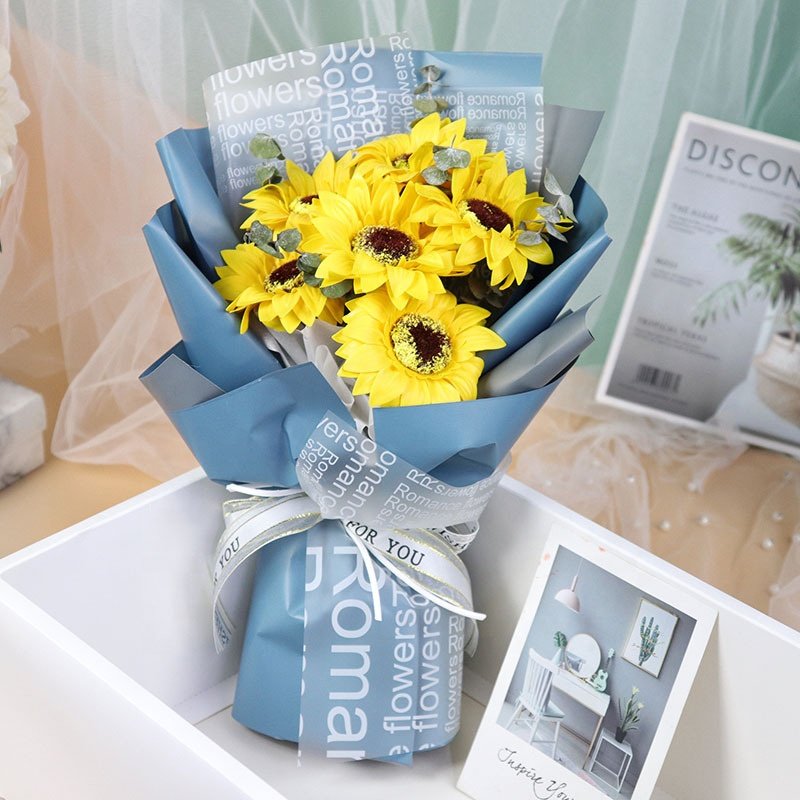 Wholesale Eternal Sunflower Soap Flower Christmas Day Bouquet Gift Box Everlasting Creative Floral Gifts
