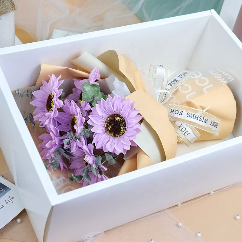 Wholesale Eternal Sunflower Soap Flower Christmas Day Bouquet Gift Box Everlasting Creative Floral Gifts