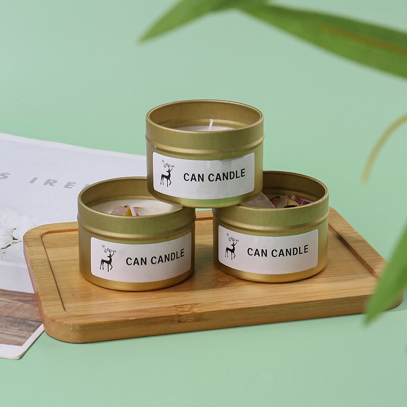 Luxury Custom Tin Jar Wax Candle Dried Flower With Lid Dried Flower Scented