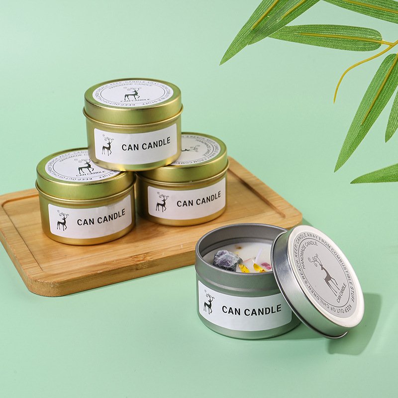 Luxury Custom Tin Jar Wax Candle Dried Flower With Lid Dried Flower Scented