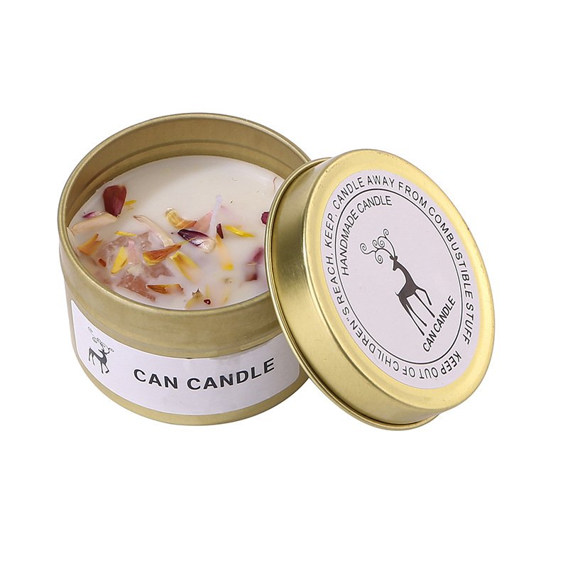 Luxury Custom Tin Jar Wax Candle Dried Flower With Lid Dried Flower Scented